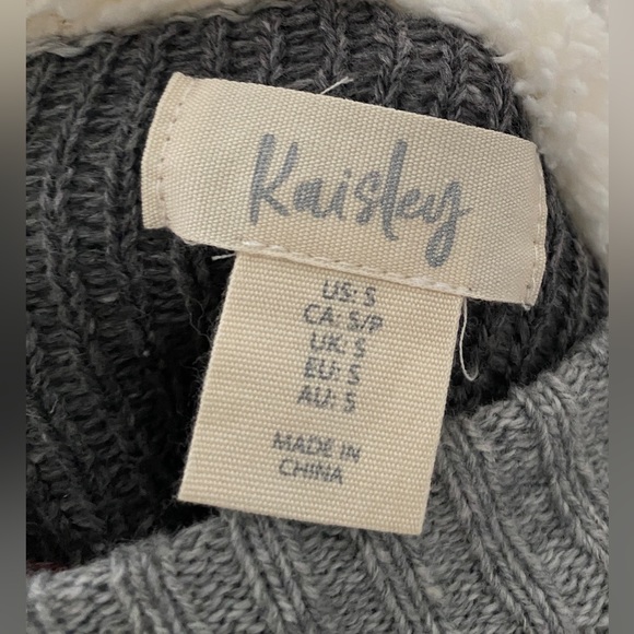 Kaisley grey, white and red sweater, small, with hood & Pom Poms. Adorable.(NWT) - Picture 5 of 10